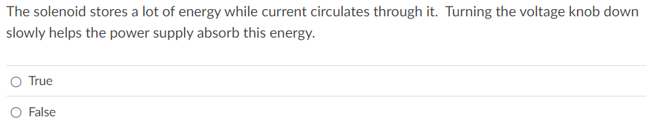 The solenoid stores a lot of energy while current