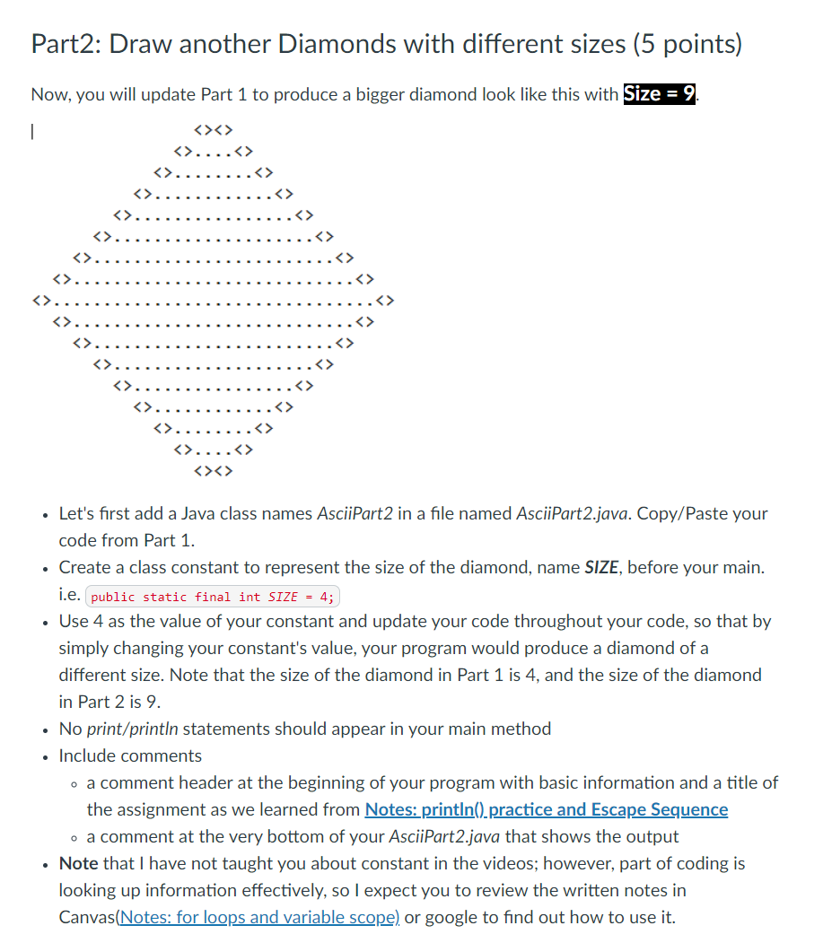 Part 2 : Draw another Diamonds with different