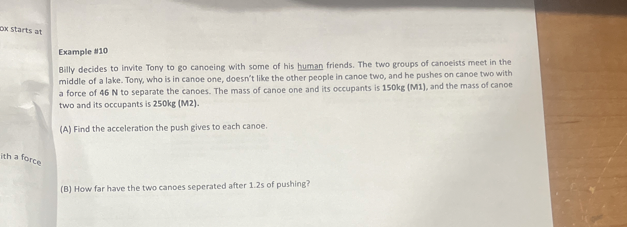 ox starts at Example # 1 0 Billy decides to