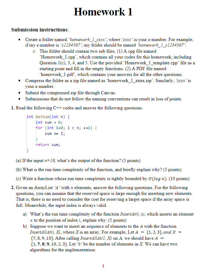Submission instructions: Call InsertAt ( i , x )