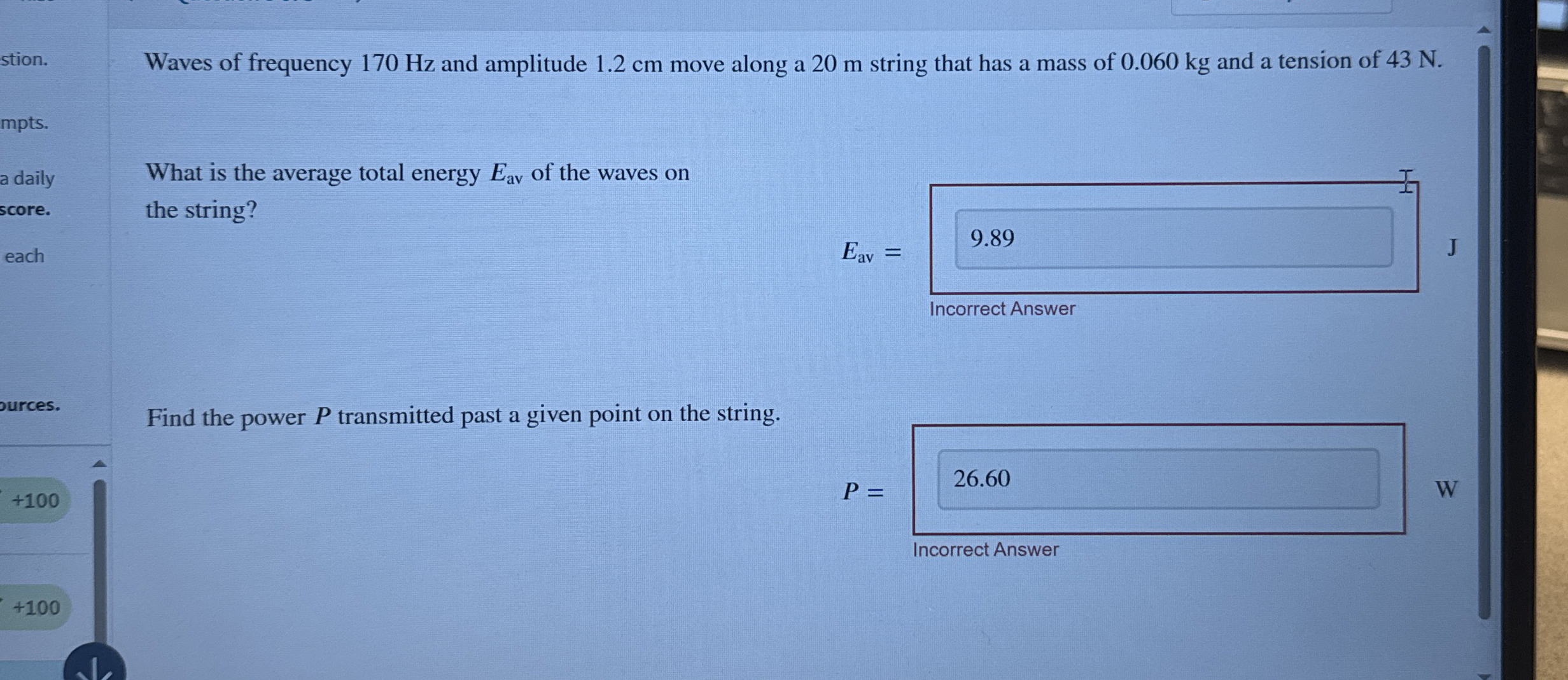 stion. Waves of frequency 1 7 0 Hz and amplitude