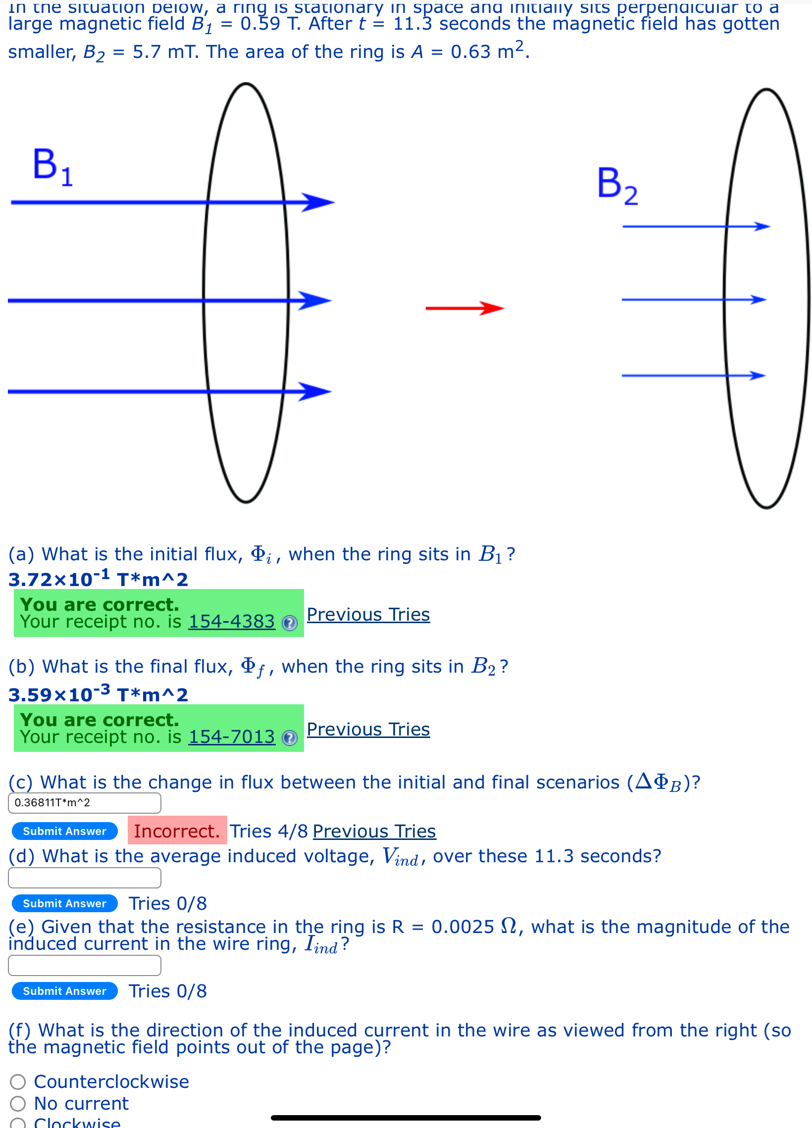 large magnetic field B 1 = 0 . 5 9 T . After t =