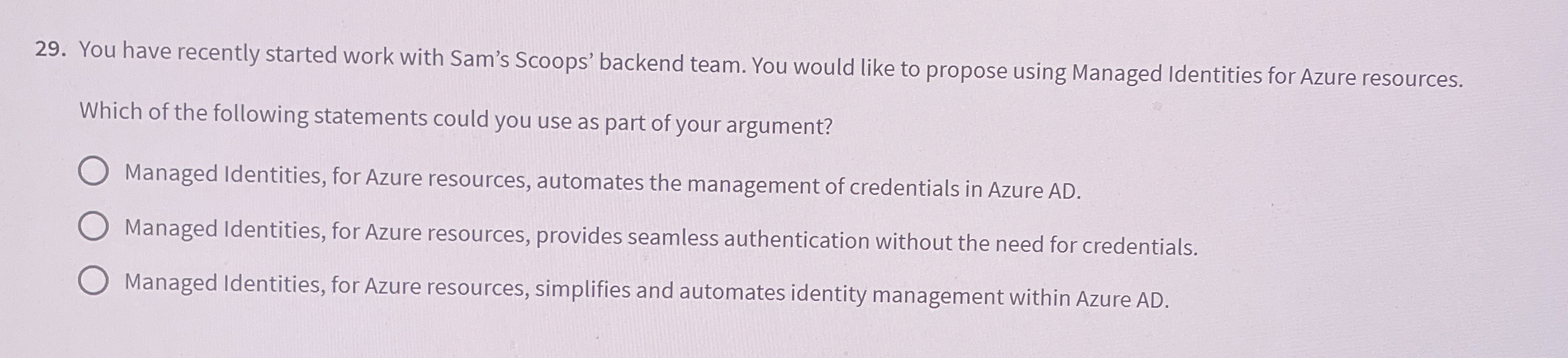 You have recently started work with Sam's Scoops'