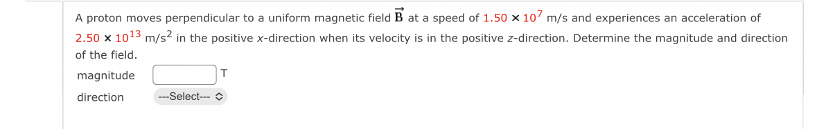 A proton moves perpendicular to a uniform