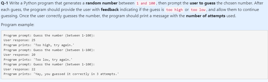 Q - 1 Write a Python program that generates a