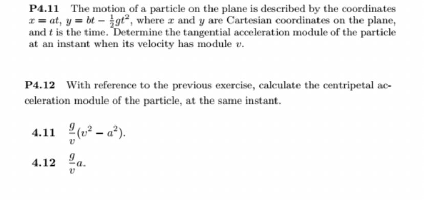 P 4 . 1 1 The motion of a particle on the plane