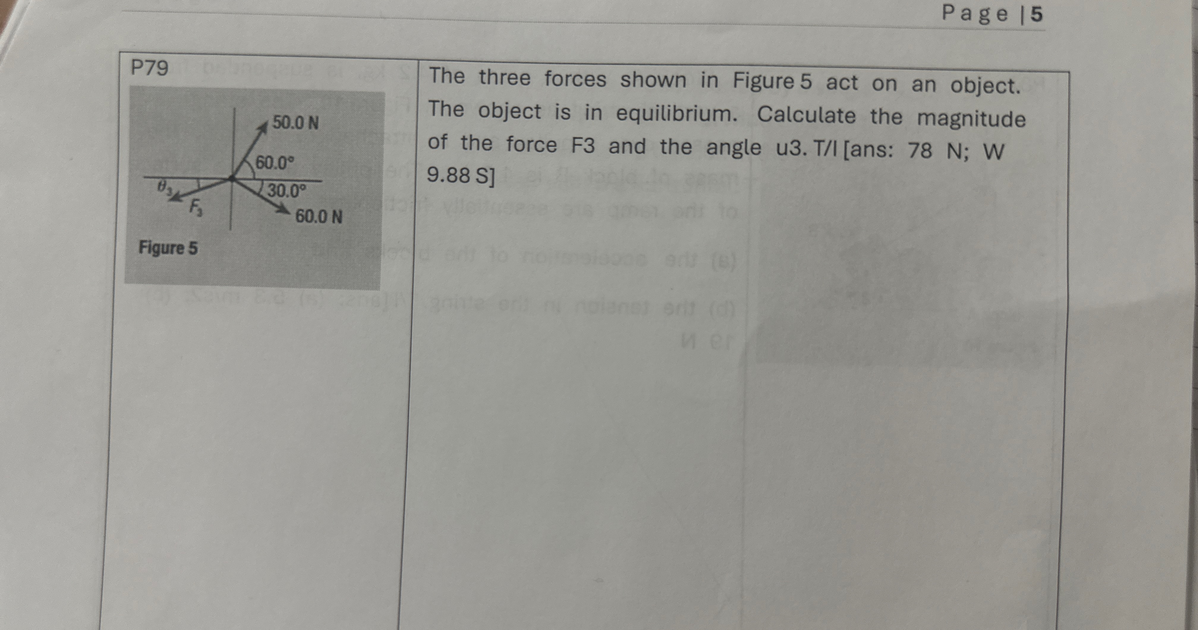 Page 5 The three forces shown in Figure 5 act on