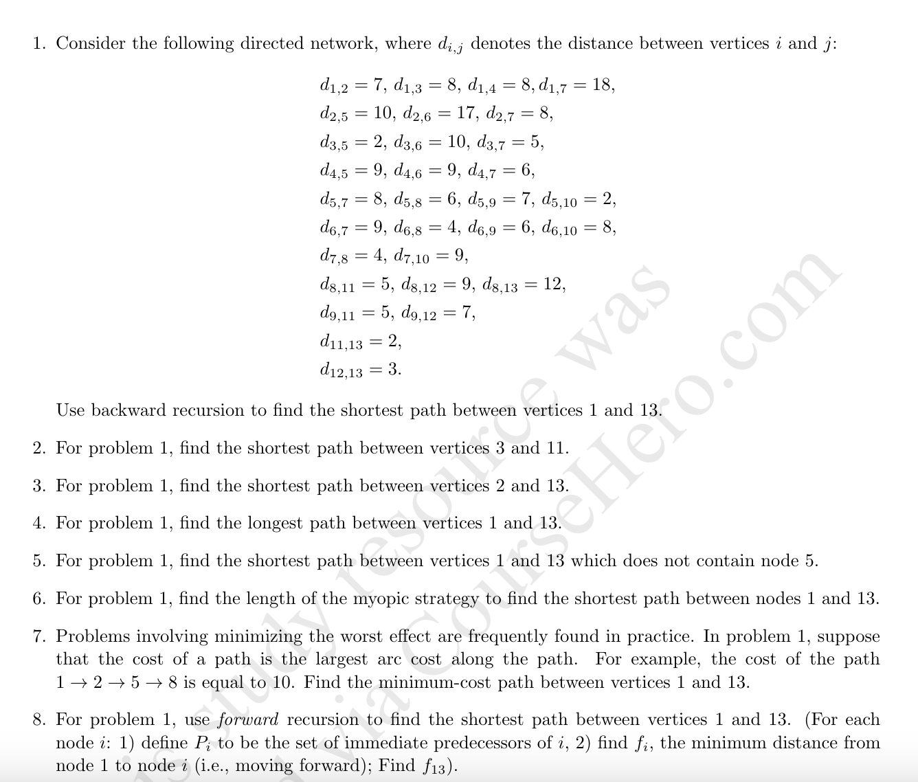 Consider the following directed network, where d