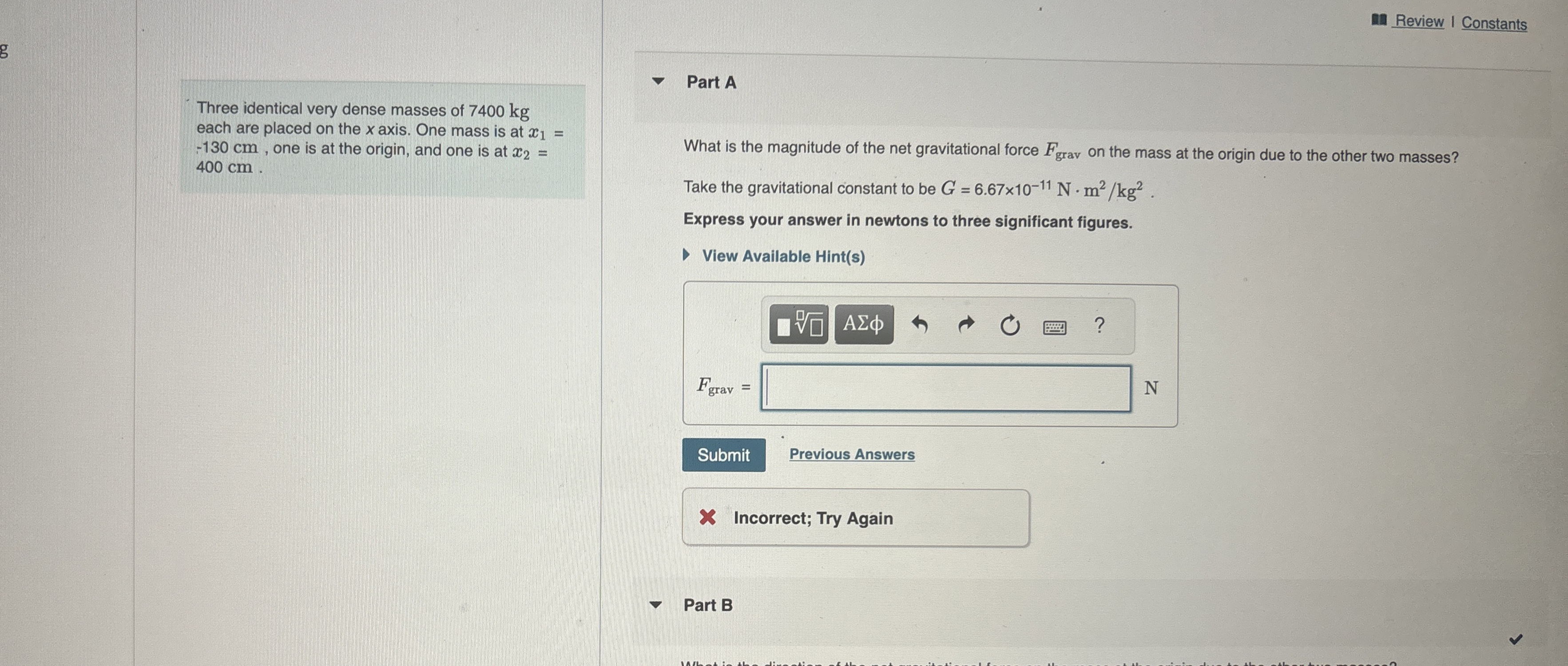 Review Constants Three identical very dense