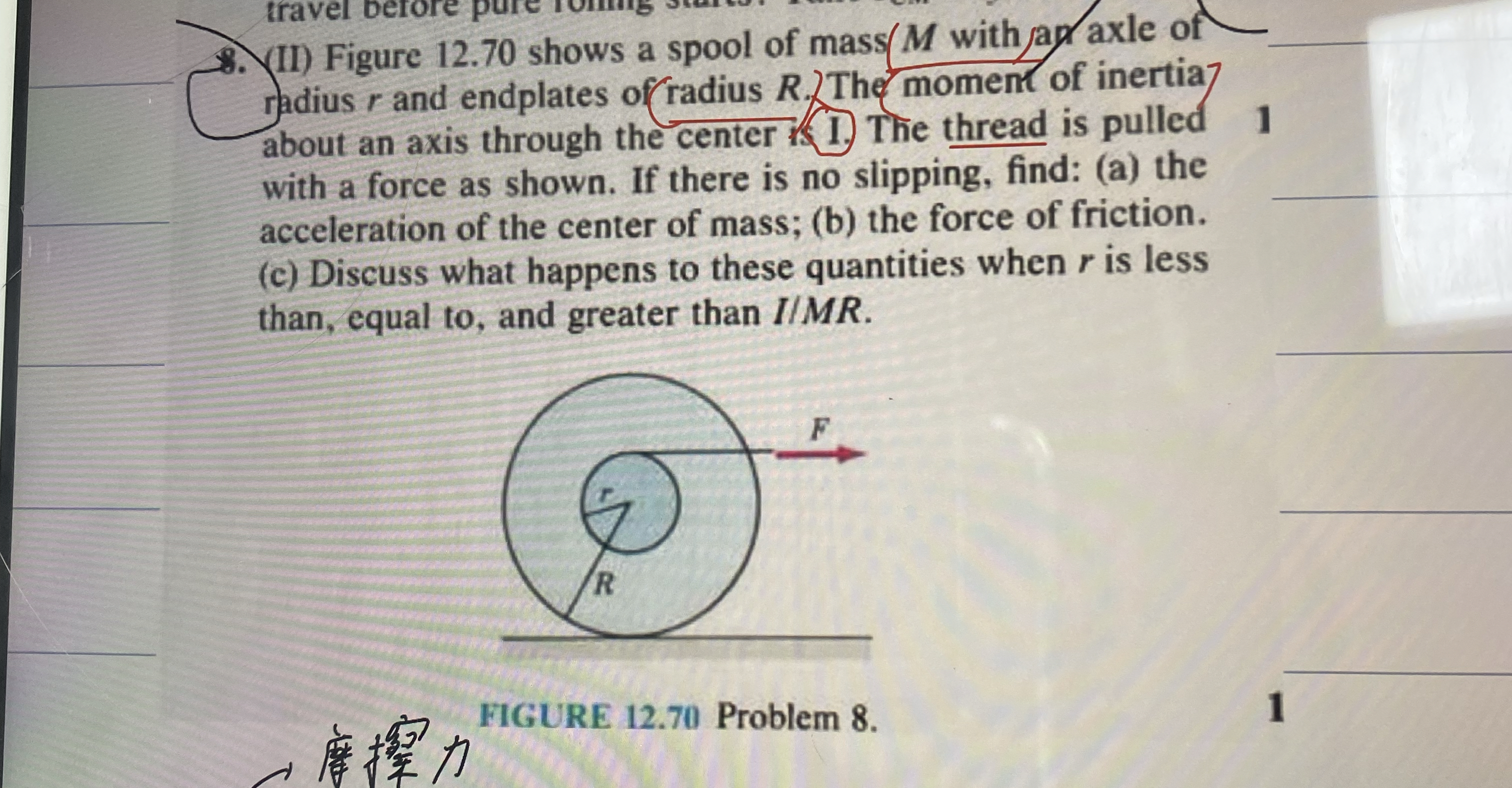 ( II ) Figure 1 2 . 7 0 shows a spool of mass ( M