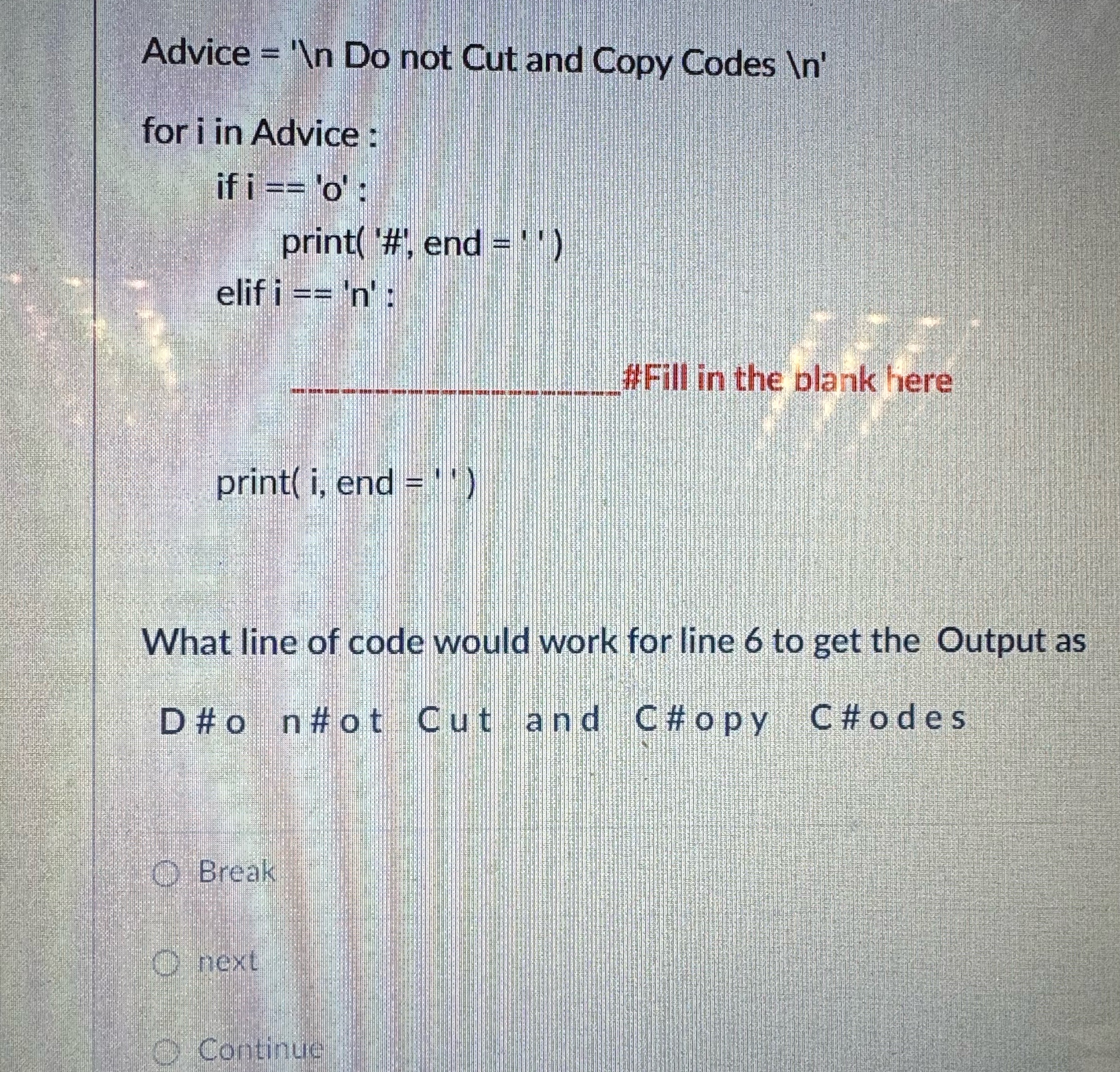 Advice = ' l n Do not Cut and Copy Codes In ' for