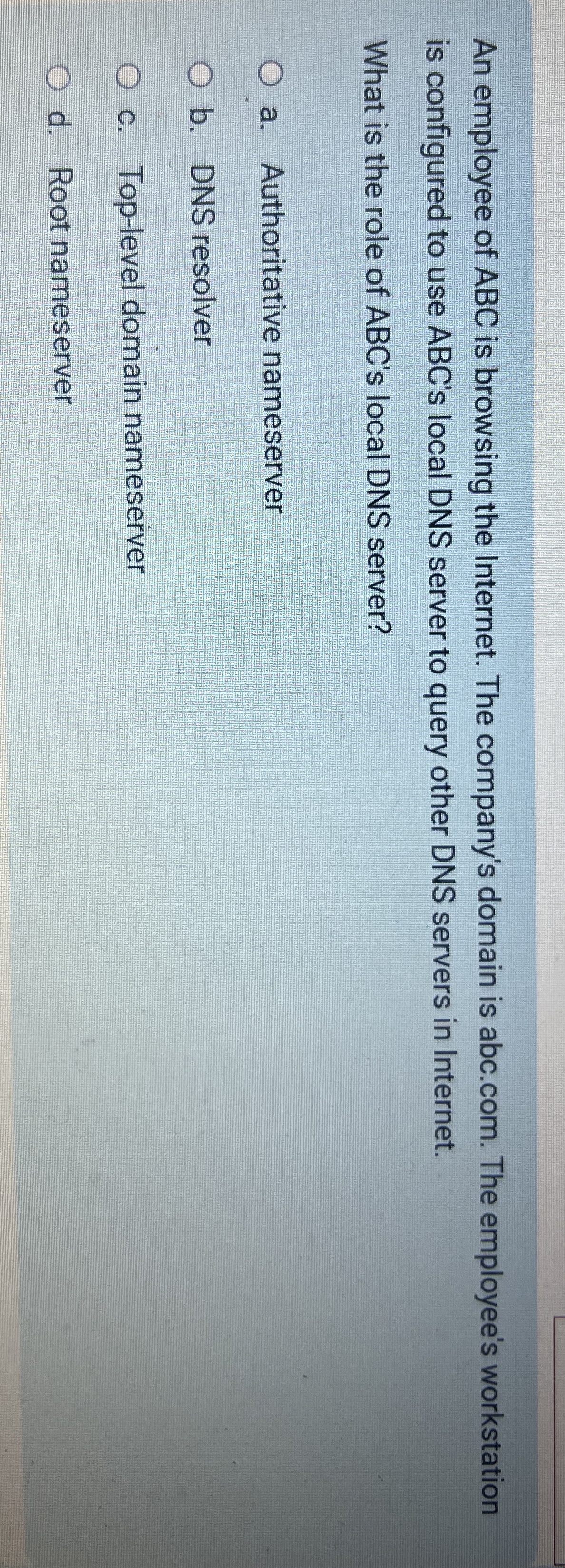 An employee of ABC is browsing the Internet. The