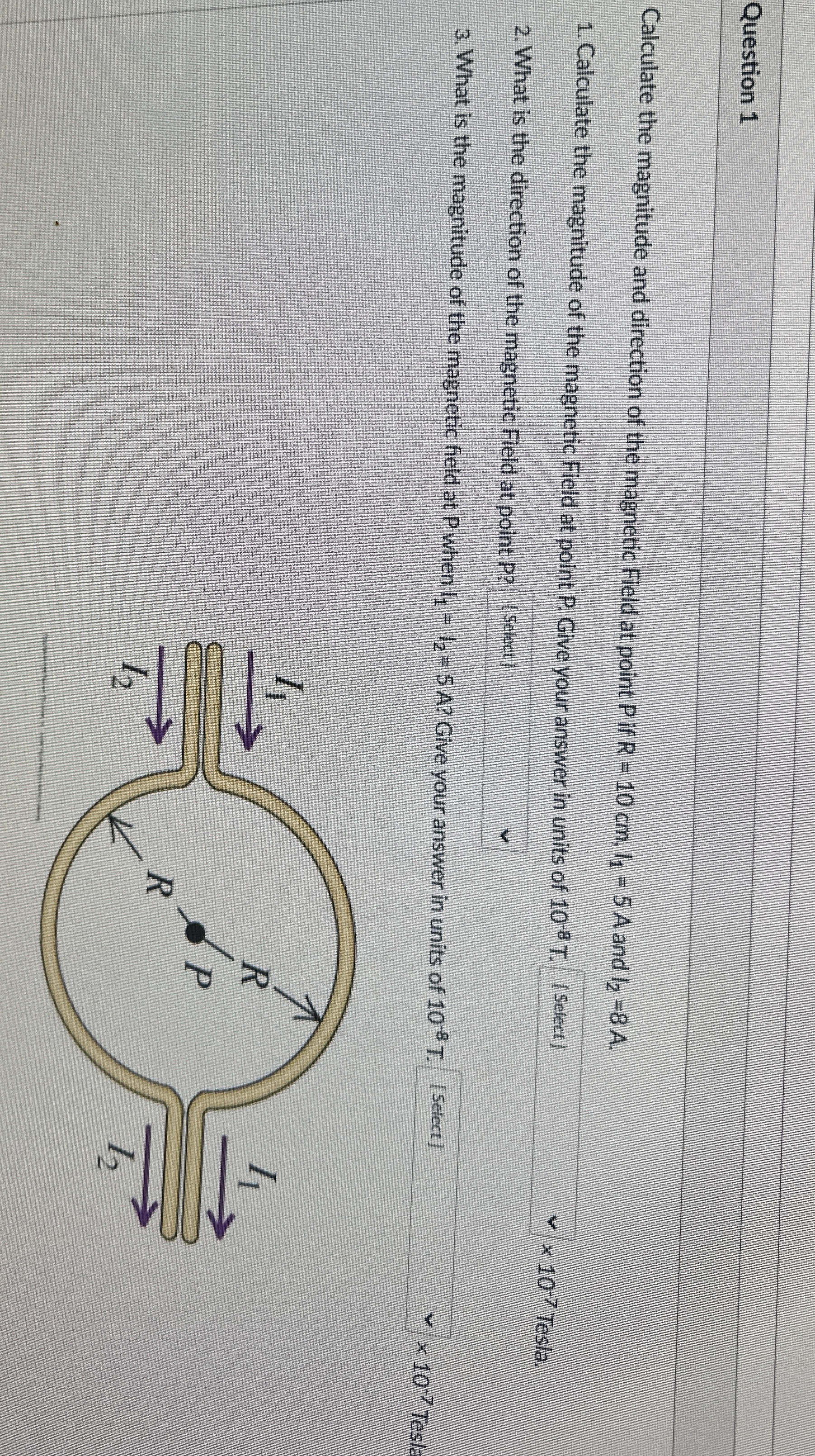 Question 1 Calculate the magnitude and direction