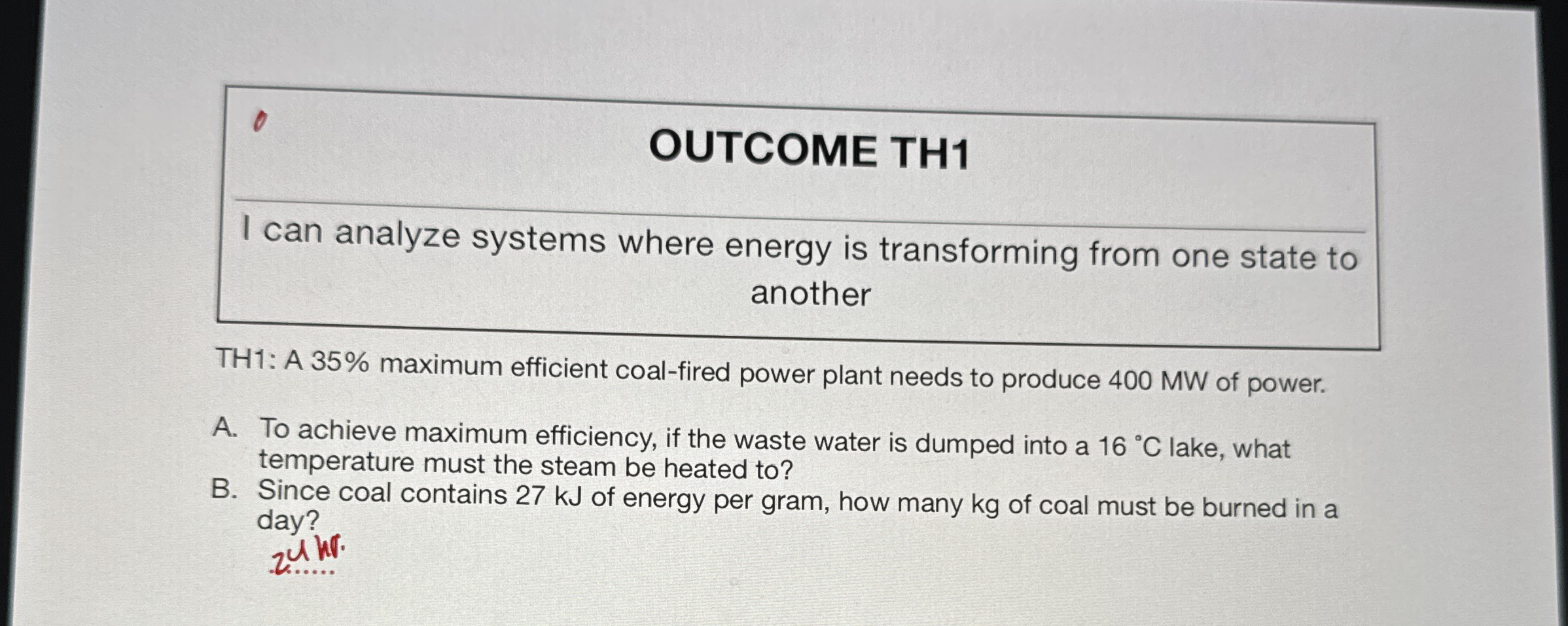 OUTCOME TH 1 I can analyze systems where energy