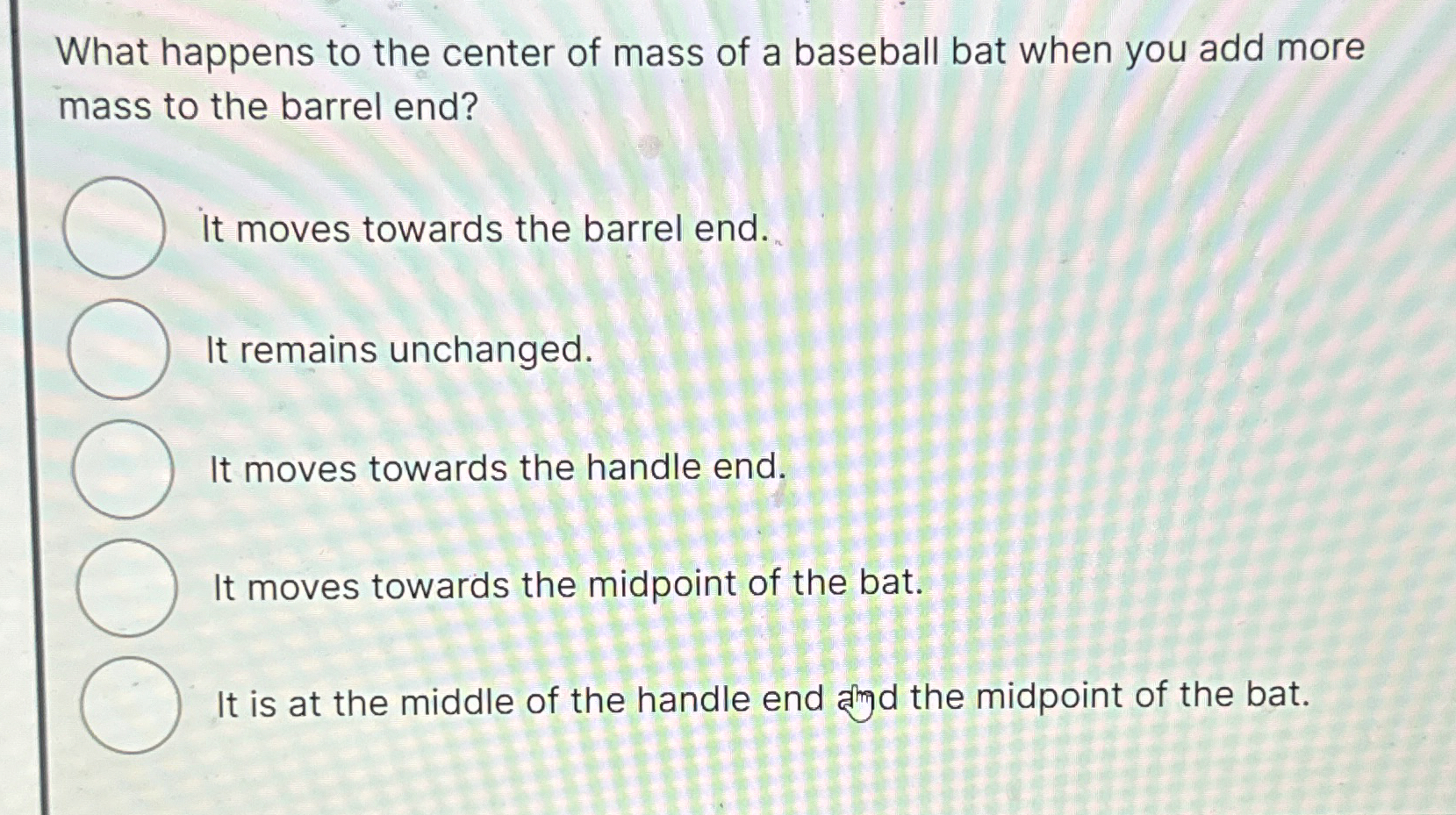 What happens to the center of mass of a baseball