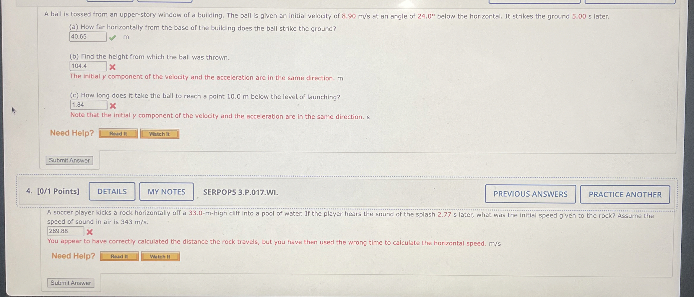 A ball is tossed from an upper - story window of