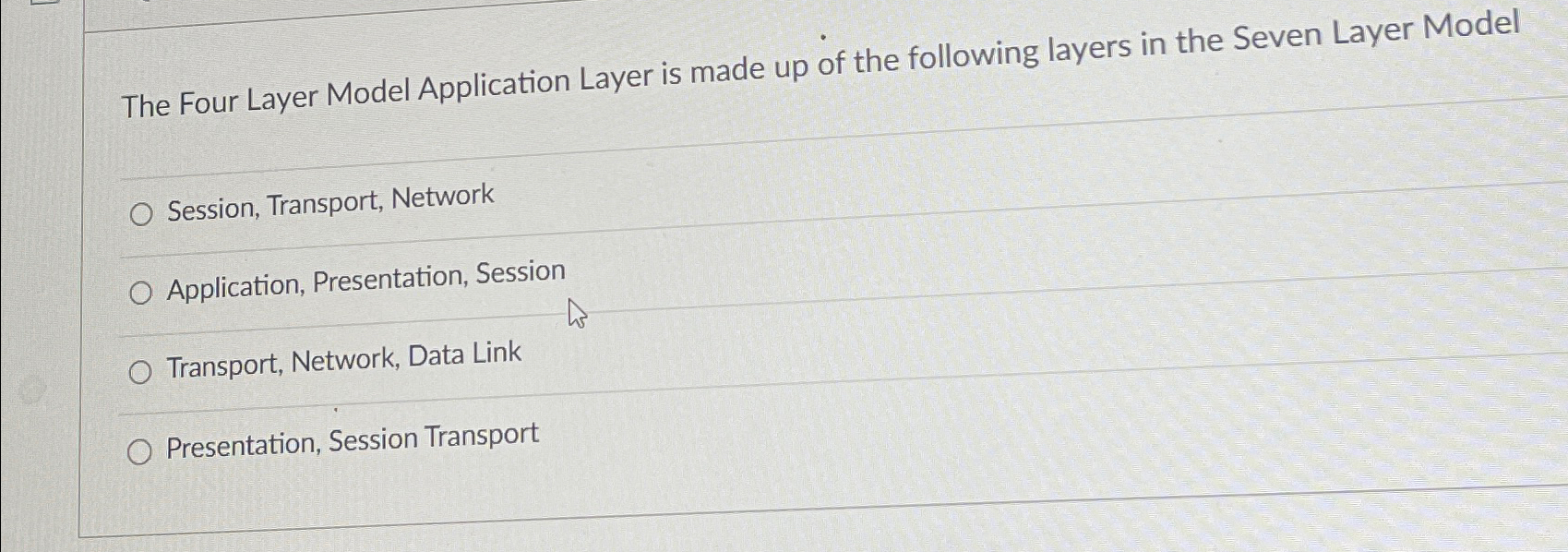 The Four Layer Model Application Layer is made up