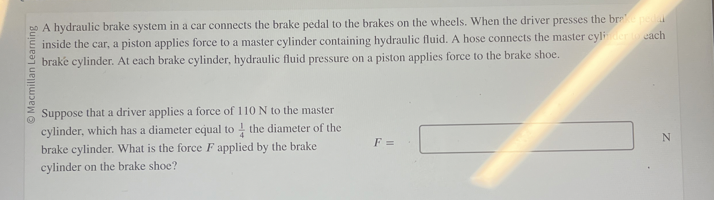 A hydraulic brake system in a car connects the