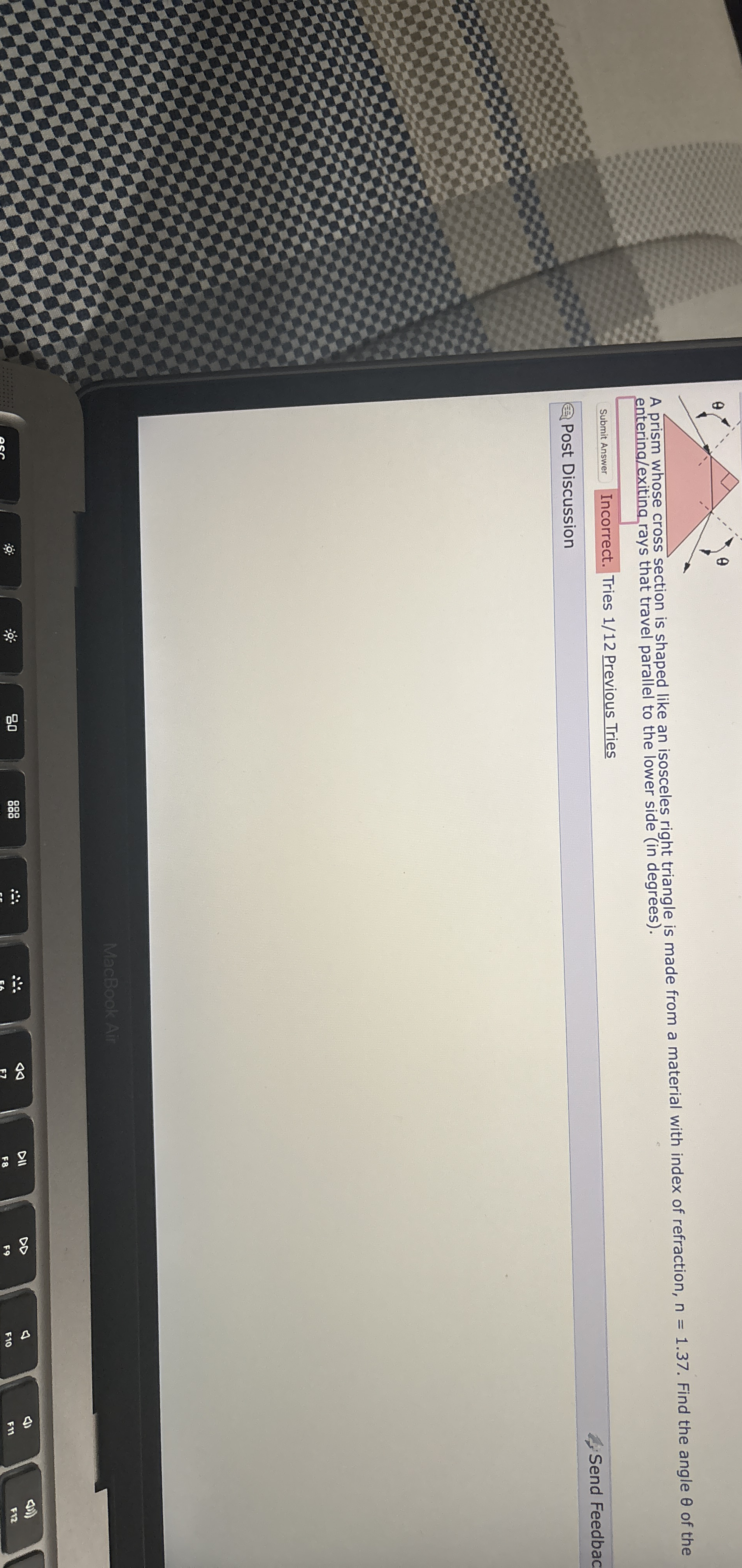 A prism whose cross section is shaped like an