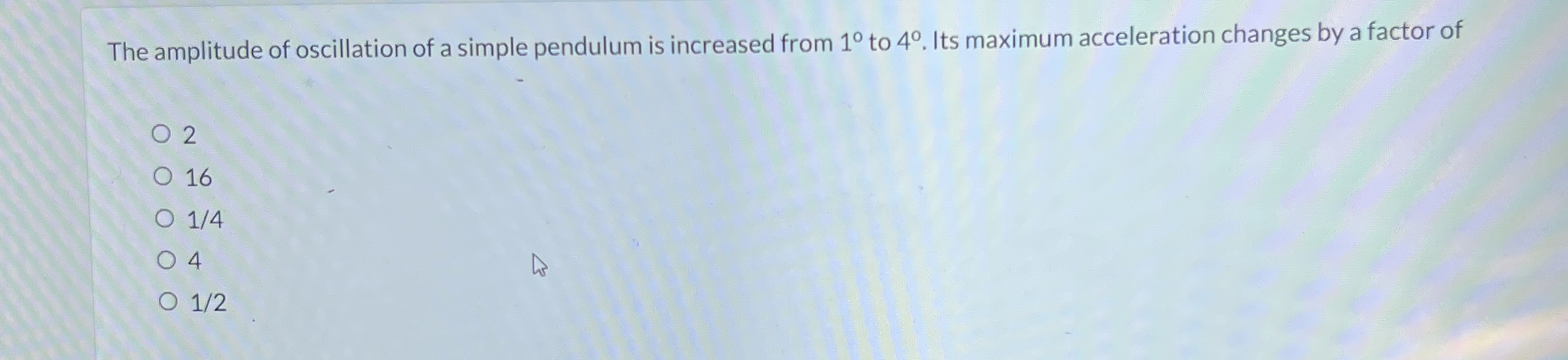 The amplitude of oscillation of a simple pendulum