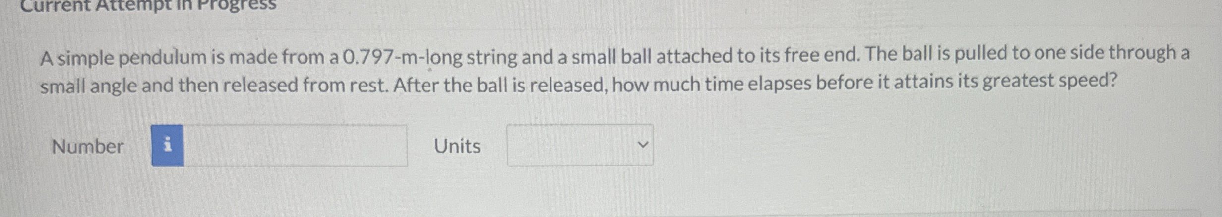 A simple pendulum is made from a 0 . 7 9 7 - m -