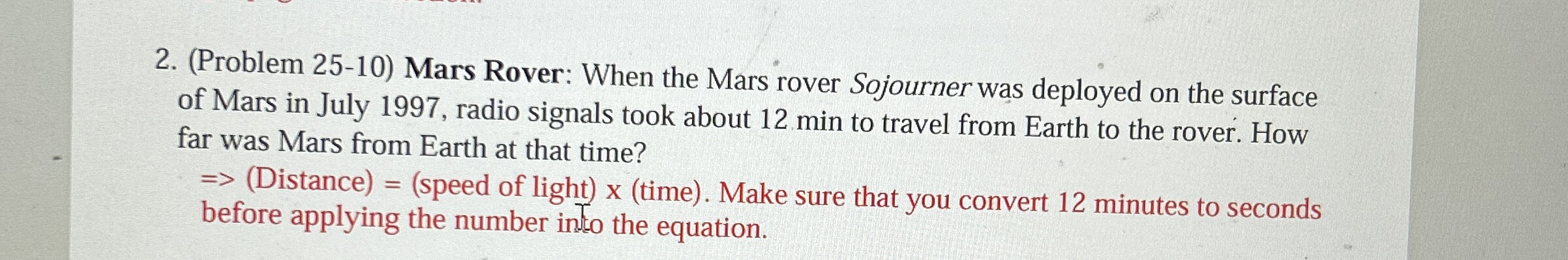 ( Problem 2 5 - 1 0 ) Mars Rover: When the Mars