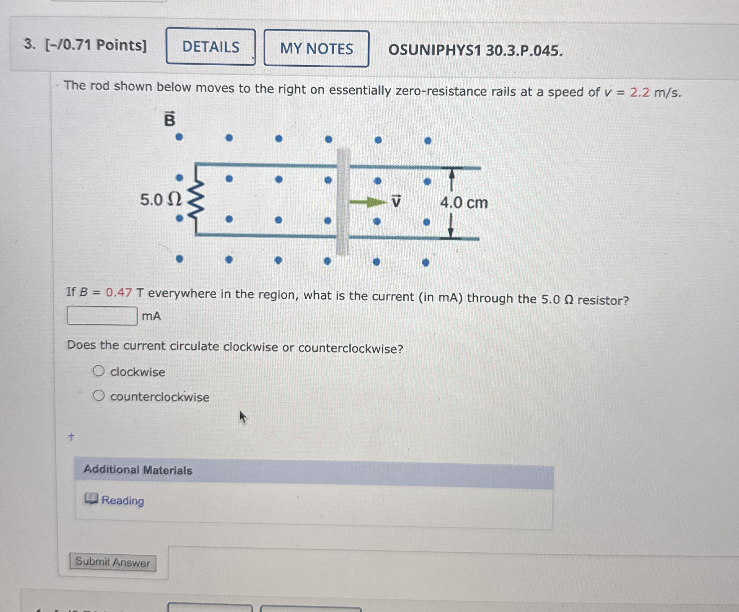 [ - / 0 . 7 1 Points ] OSUNIPHYS 1 3 0 . 3 . P .