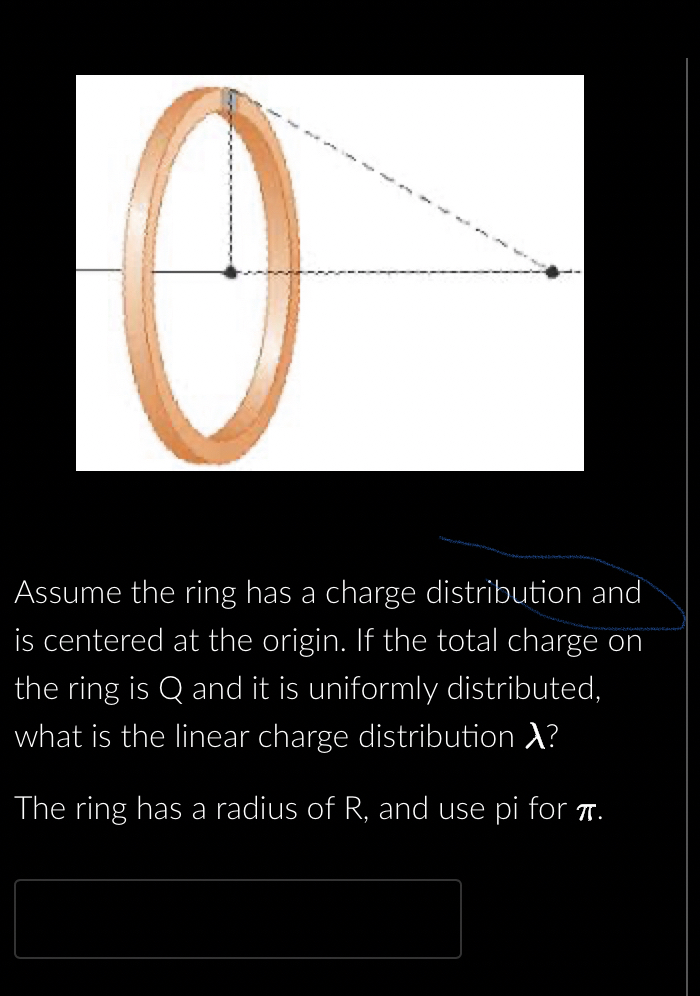 Assume the ring has a charge distribution and is