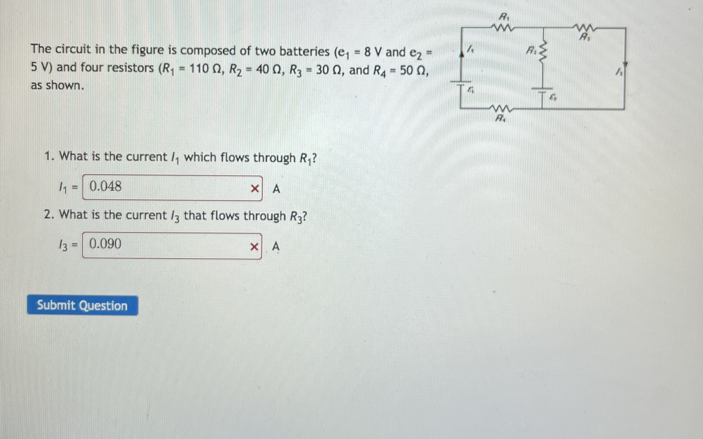 The circuit in the figure is composed of two