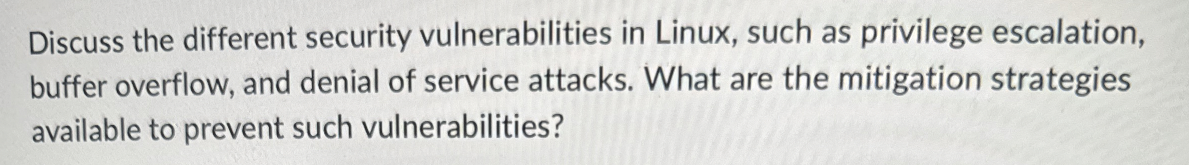 Discuss the different security vulnerabilities in