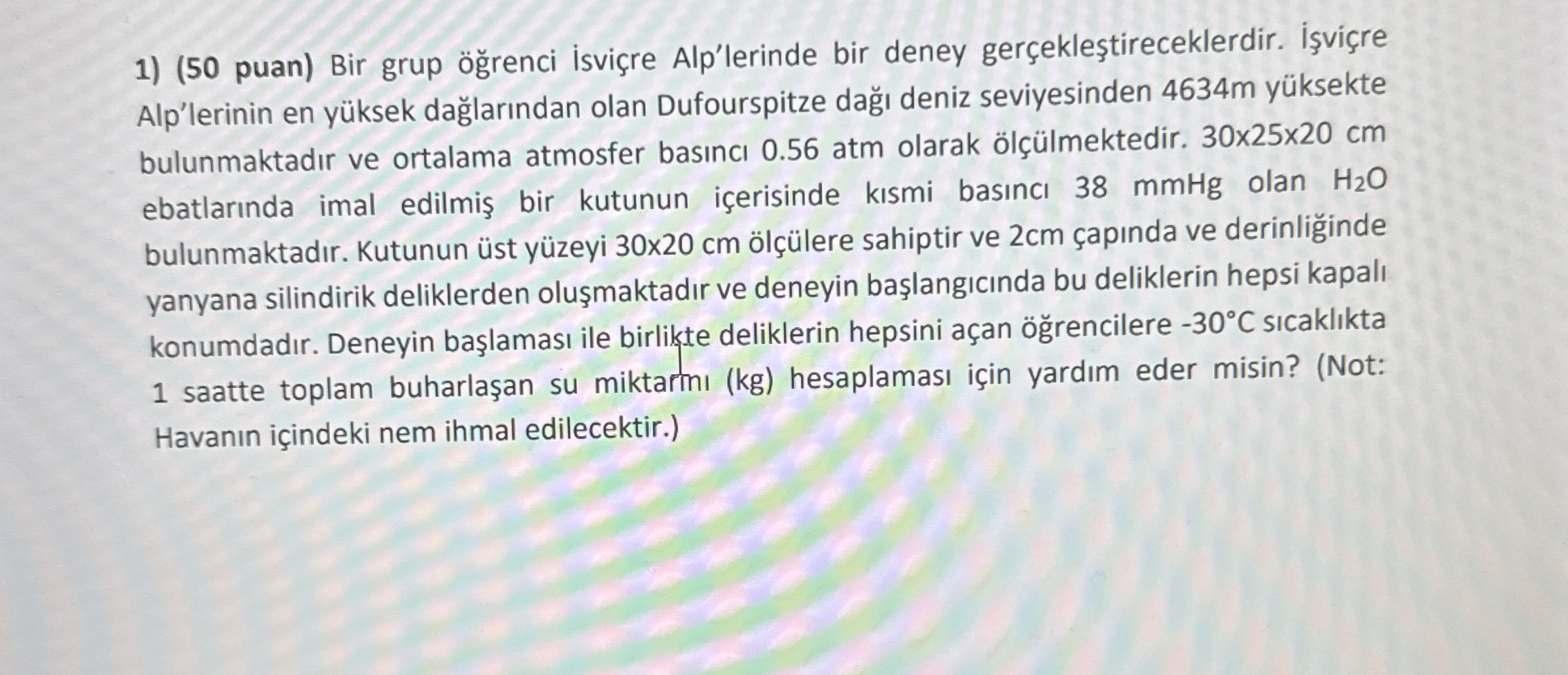 ( 5 0 puan ) Bir grup renci svi re Alp'lerinde