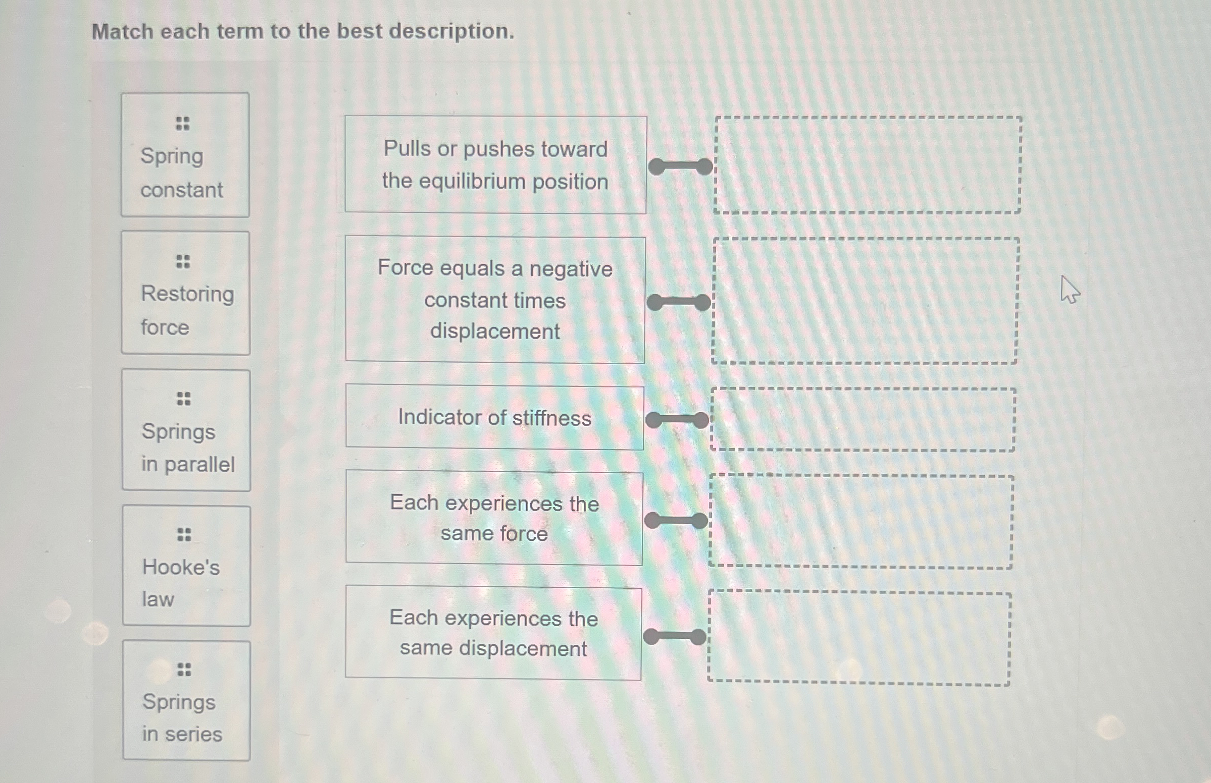Match each term to the best description. Spring