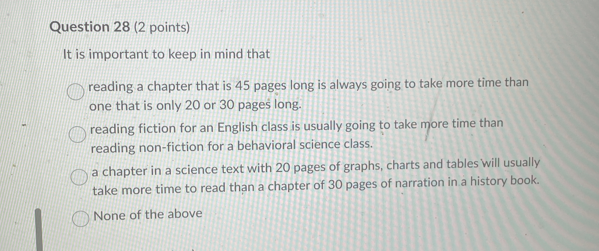 Question 2 8 ( 2 points ) It is important to keep