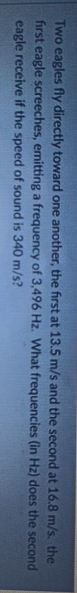 Two eagles fly directly toward one another, the
