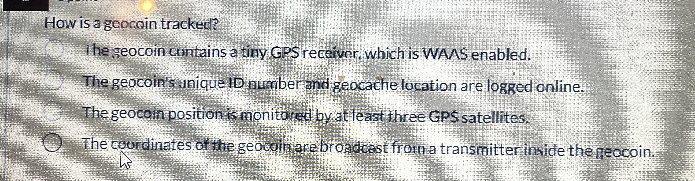How is a geocoin tracked? The geocoin contains a