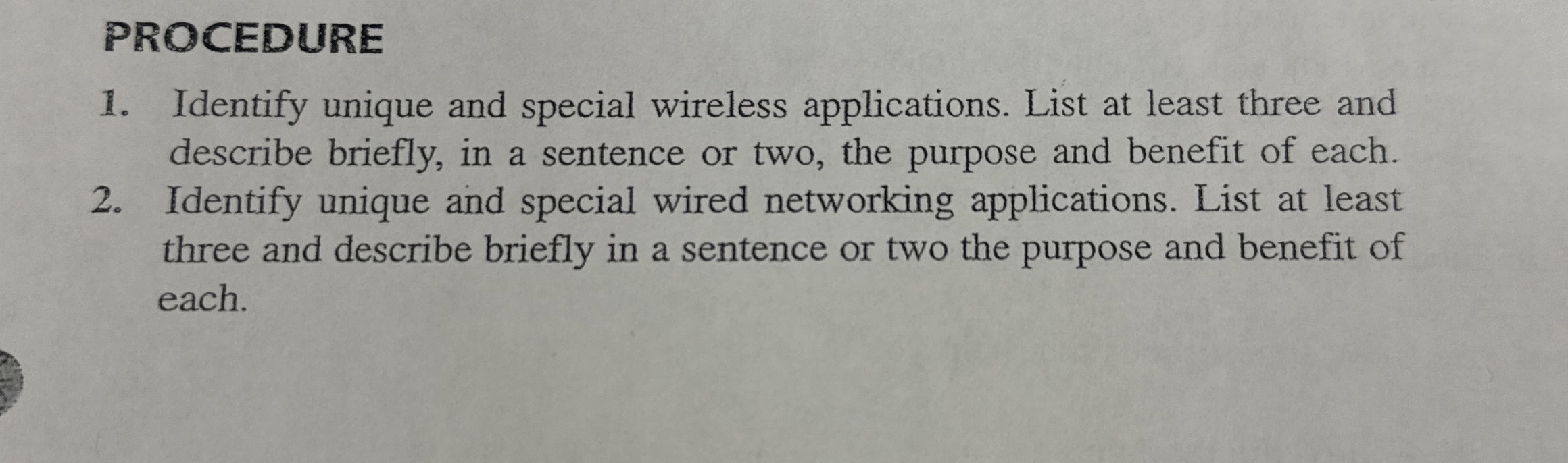 PROCEDURE Identify unique and special wireless
