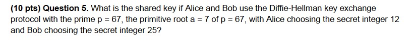 What is the shared key if Alice and Bob use the