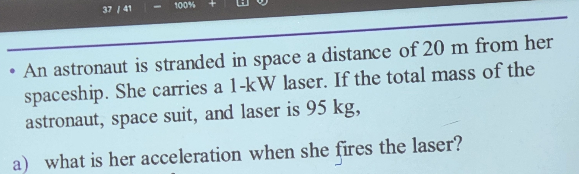 An astronaut is stranded in space a distance of 2