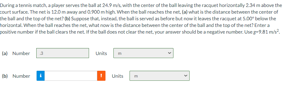 During a tennis match, a player serves the ball