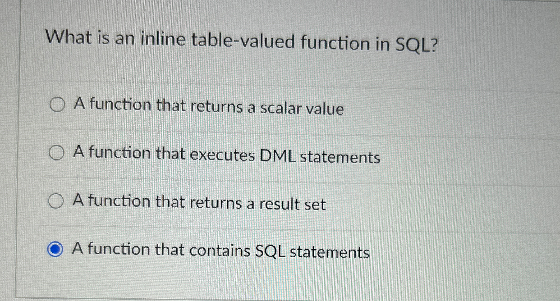 What is an inline table - valued function in SQL