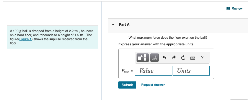 A 1 9 0 g ball is dropped from a height of 2 . 2