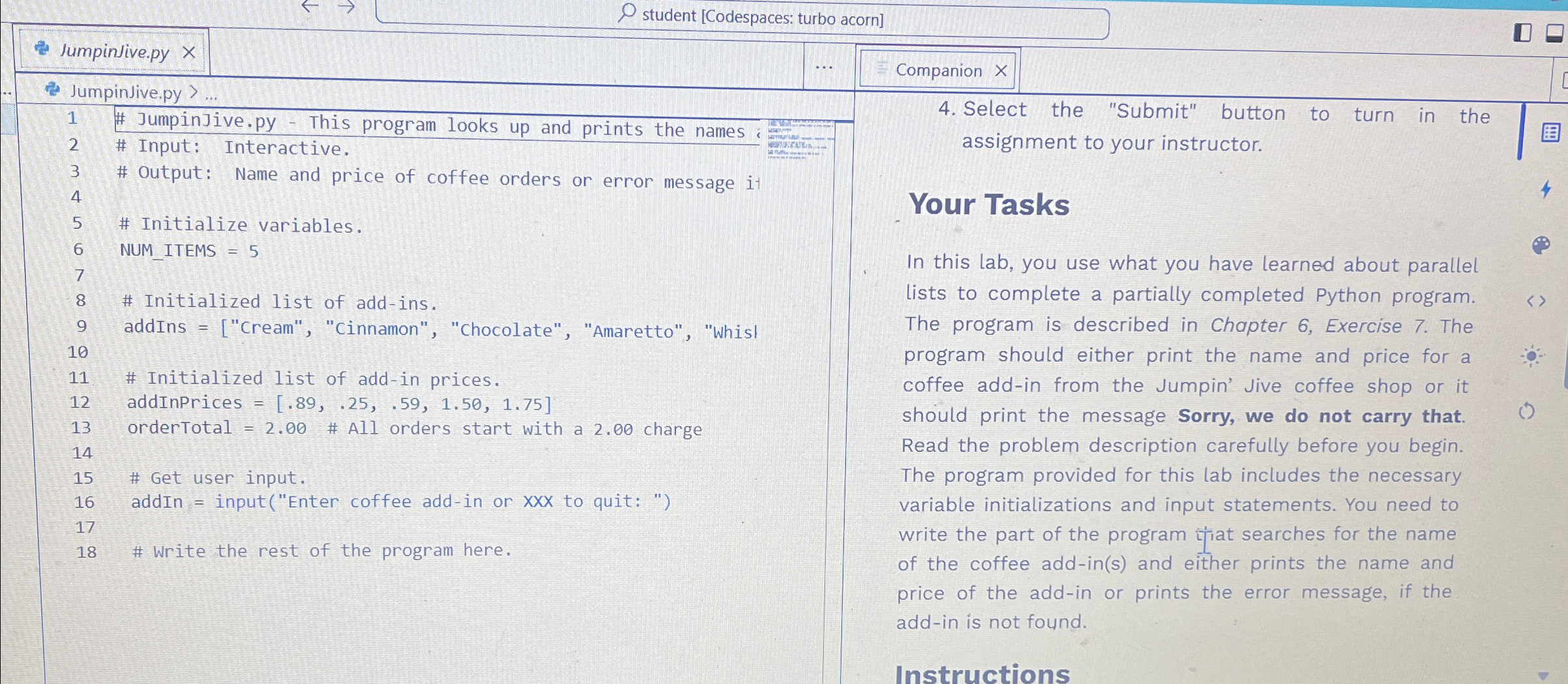 student [ Codespaces: turbo acorn ] JumpinJive.py