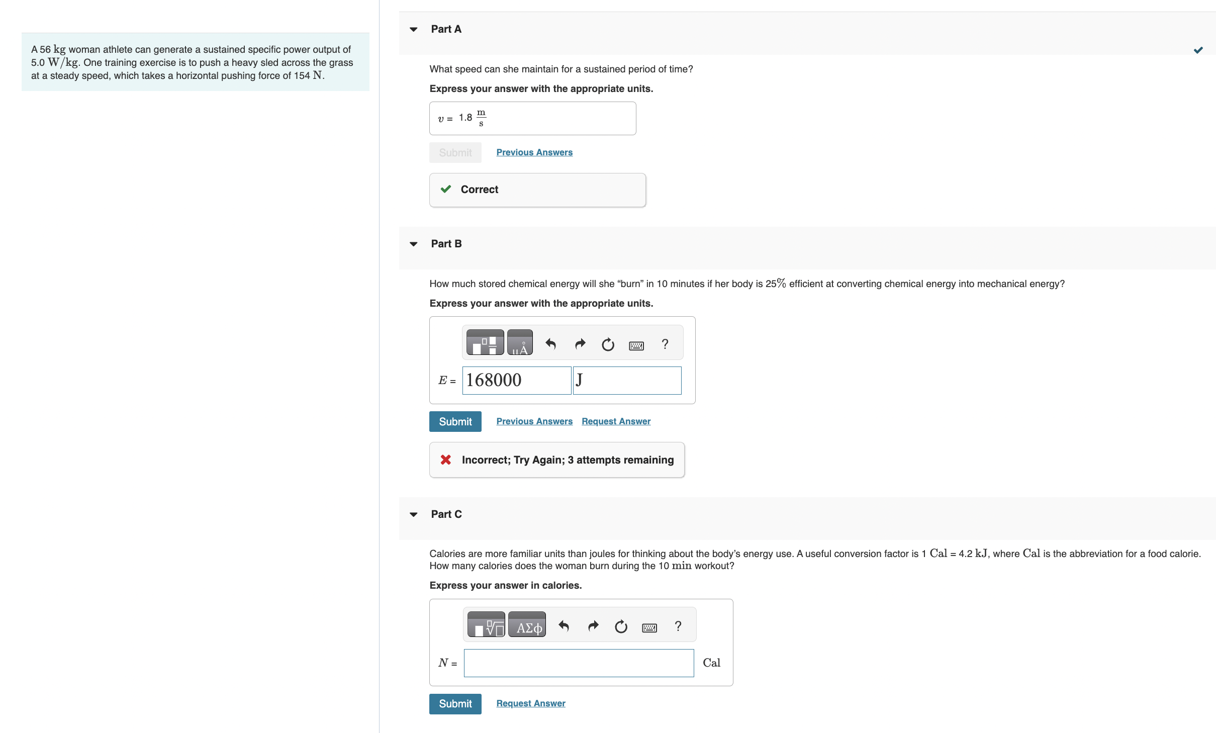 A 5 6 kg woman athlete can generate a sustained