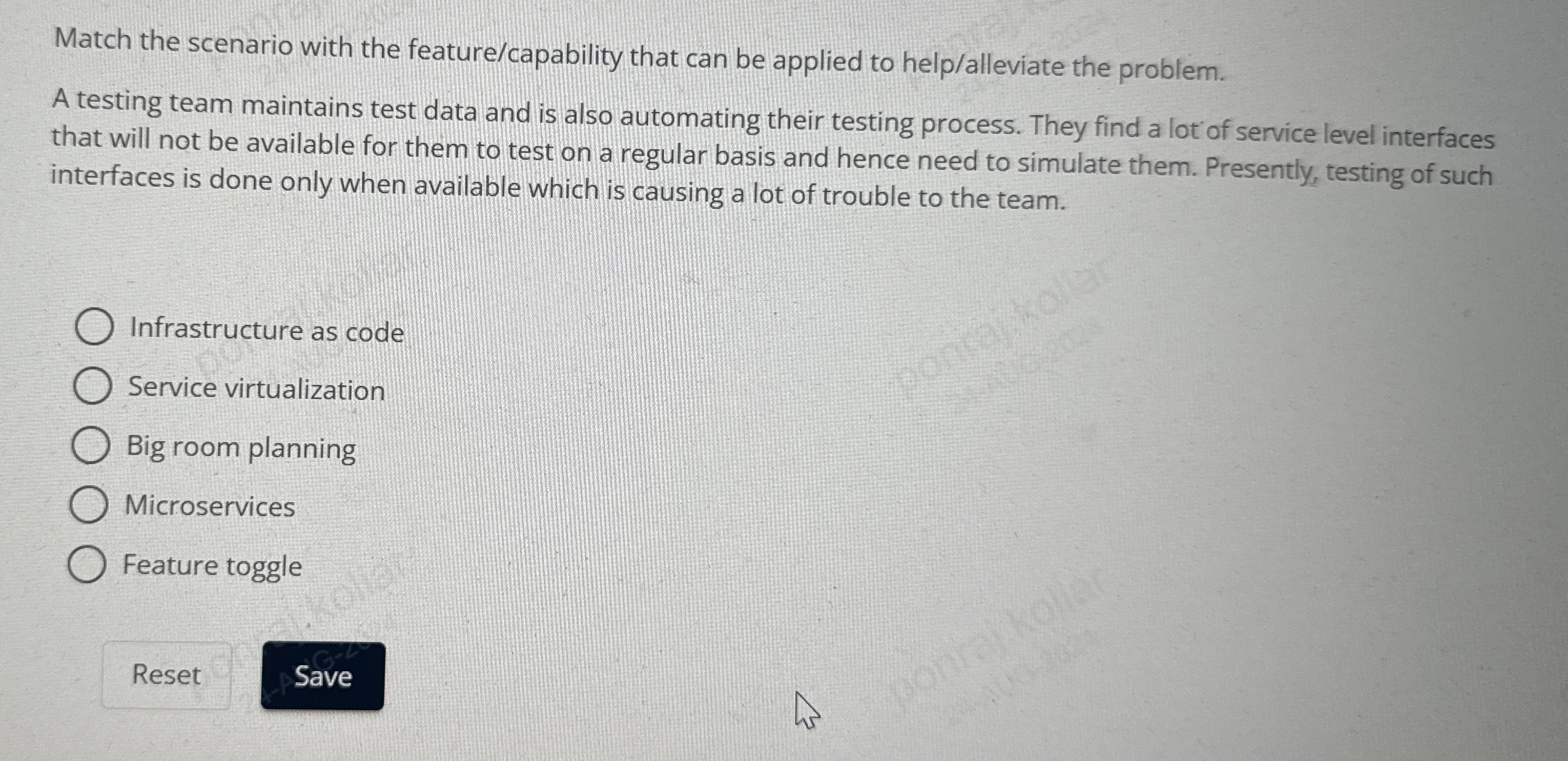 Match the scenario with the feature / capability