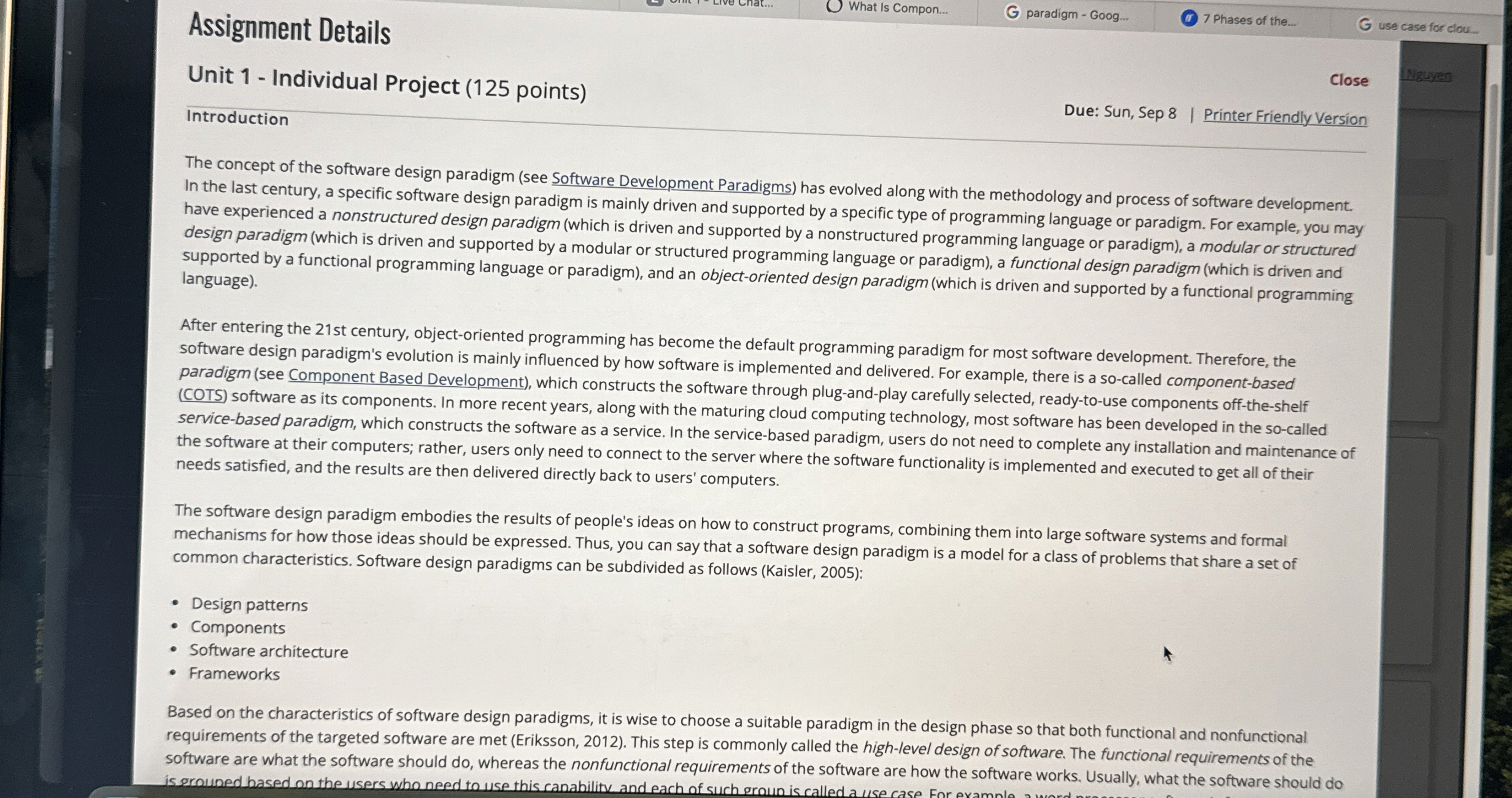 Assignment Details What Is Compon... paradigm -