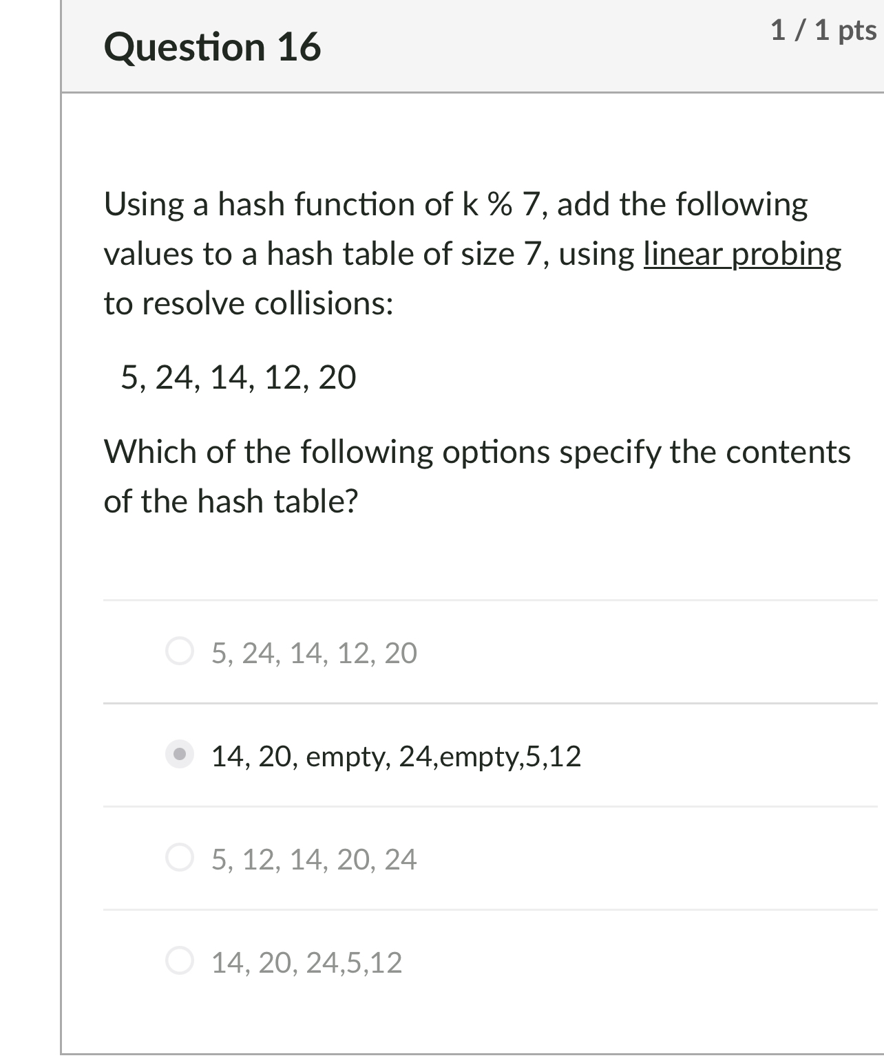 Question 1 6 Show steps 1 1 p t s Using a hash