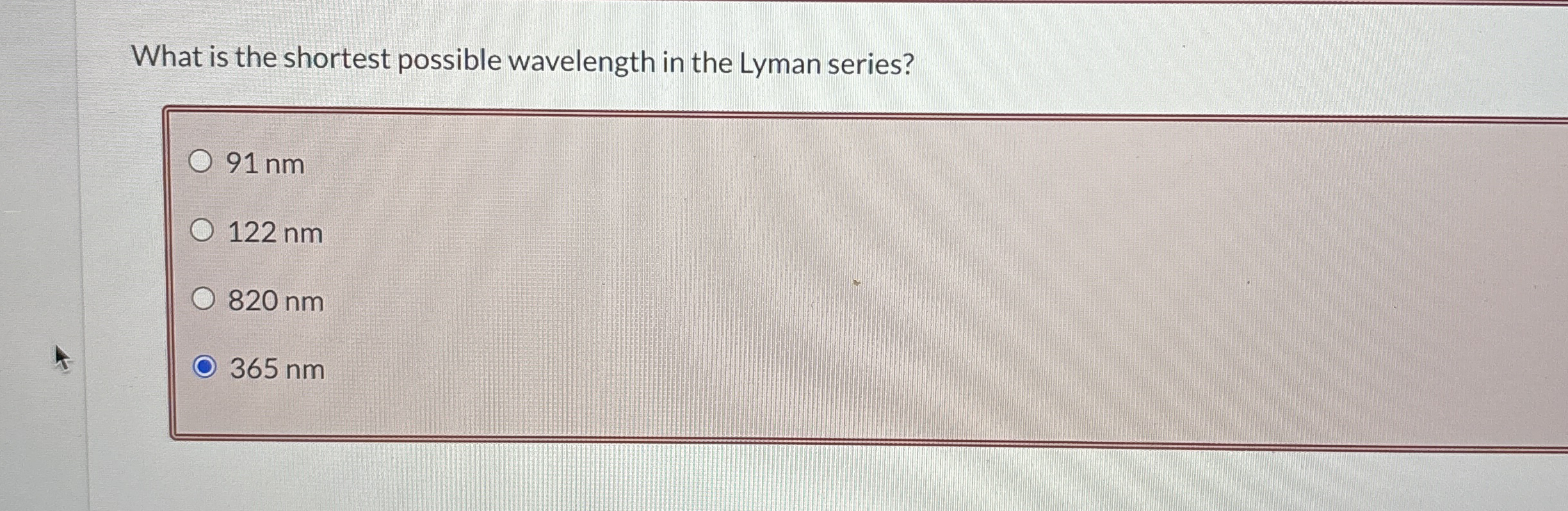 What is the shortest possible wavelength in the