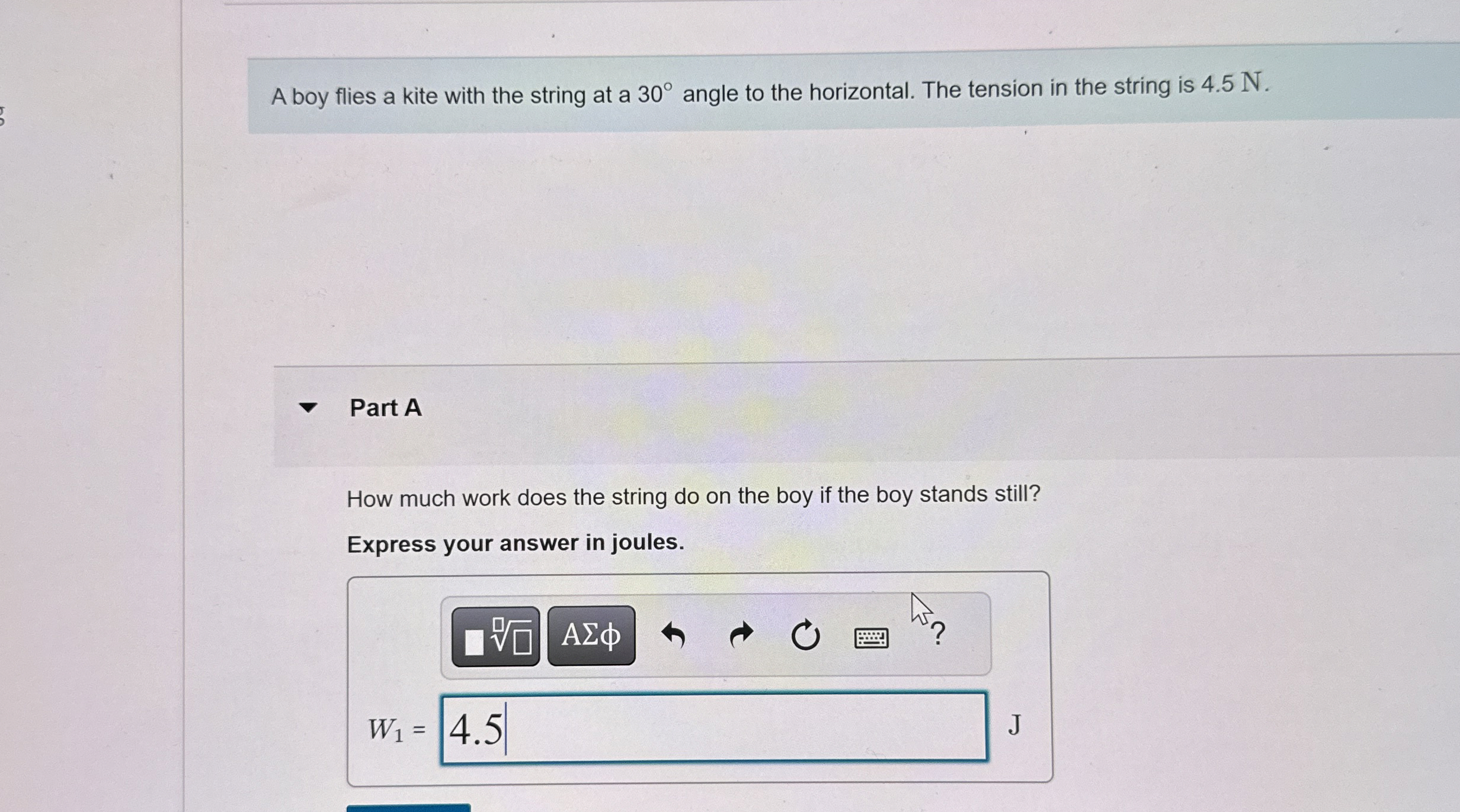 A boy flies a kite with the string at a 3 0 angle