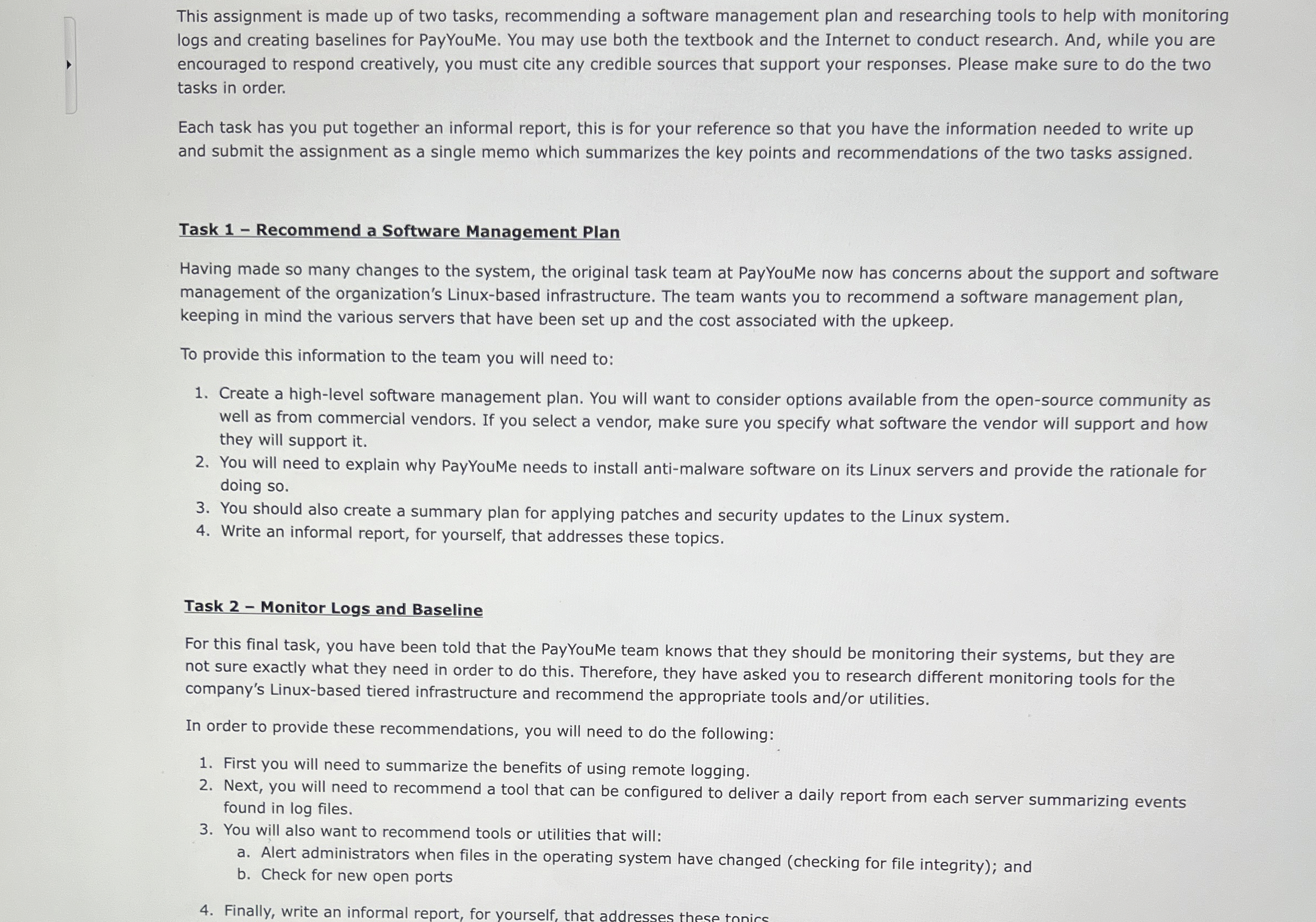 This assignment is made up of two tasks,