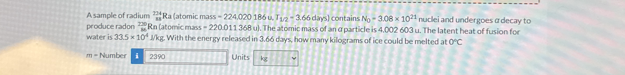 A sample of radium ? 8 8 2 2 4 R a ( atomic mass